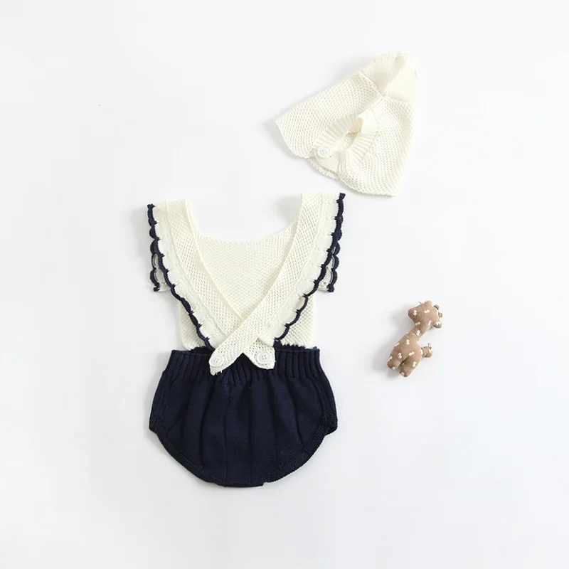 

Summer Baby Rompers Cotton knited Baby Costumes toddler Boys Girls ruffles overalls 0 to 5t Infant kids Jumpsuit