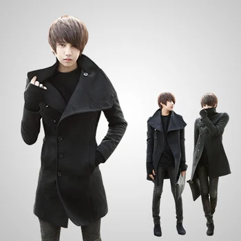 

Men's clothing british style Men overcoat male slim medium-long plus velvet woolen trench men's thickening outerwear
