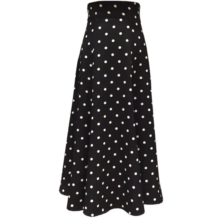 

Black Polka Dot Skirts high Waist Skirt For Women Autumn vintage a-line skirt
