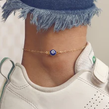 Модные женские ножные браслеты Tocona с голубыми стразами, однослойные золотые ножные браслеты на босую ногу, ювелирные изделия 6729