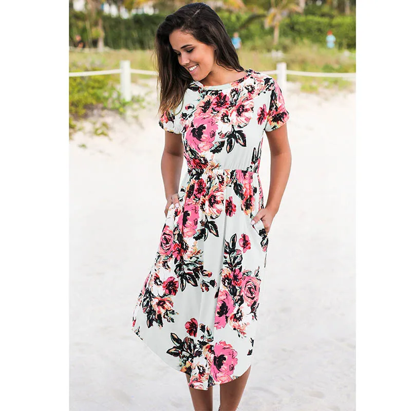 Women's Chic Boho Style Printed Dress White