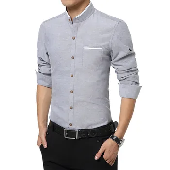 

2020 Men's Dress Shirts M-5XL Fashion Casual Men Shirt Long Sleeve Mandarin Collar Slim Fit Shirt Men Korean Business