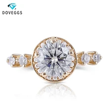 DovEggs 14K желтое золото центр 1ct карат 6,5 мм F цвет Moissanite алмаз обручальное кольцо с камнем для женщин Золотое кольцо с акцентами