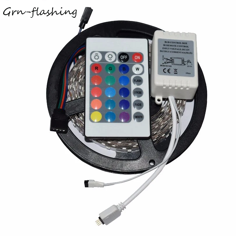 

LED Strip 2835/3528 300 LEDs DC 12V RGB LED Strip Lighting Non-waterproof with 24Key IR Remote controller for Home Decorative