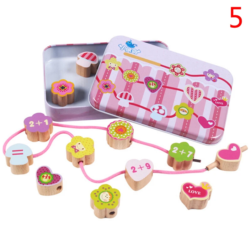Logwood Детские деревянные игрушки DIY игрушка мультфильм фрукты животное нанизывание резьбы деревянные бусины игрушка Monterssori развивающие для детей - Цвет: 5