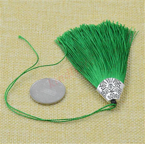 Green x50pcs 50 шт х 8 см размер упаковки шелковые кисточки из шелка с бахромой с металлической Кепки для ремесленничество украшения Шторы Подушка закладки декора 18 Цвета - Цвет: Green x50pcs