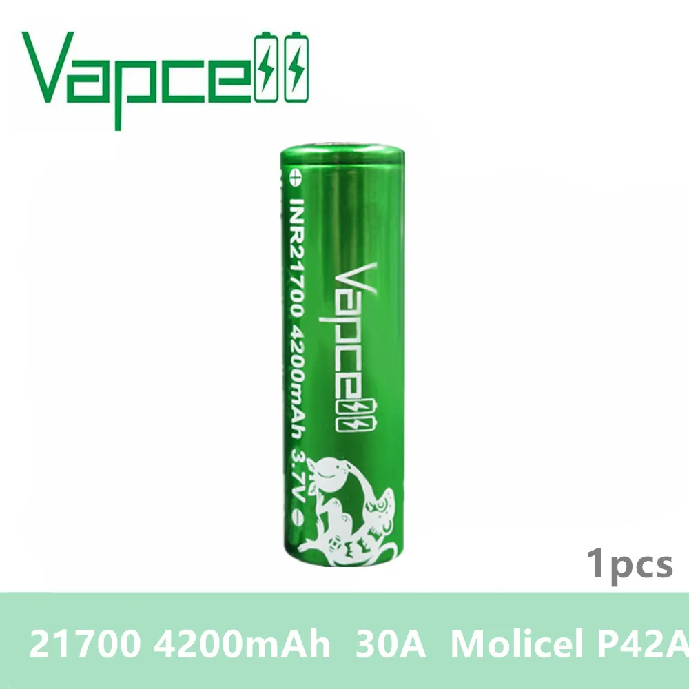 1шт Vapcell 21700 батарея 4200mah 30A rewrap molicel P42A аккумуляторная батарея для электронной сигареты