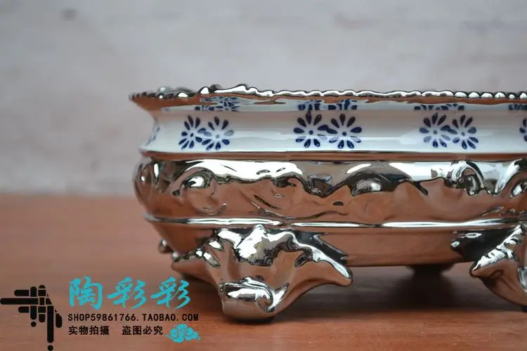European green flower plating high foot ceramic ashtray tabletop decorative ornament ornament ashtray