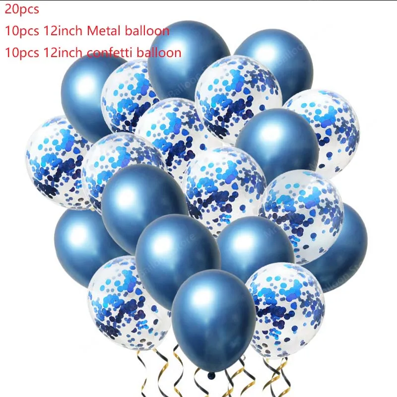 20 шт синие шары металлические воздушные шары для дня рождения Декор для крещения мальчик баллон Bleu деко на день рождения Детские вечерние шары S7XN - Цвет: 12inch metal blue