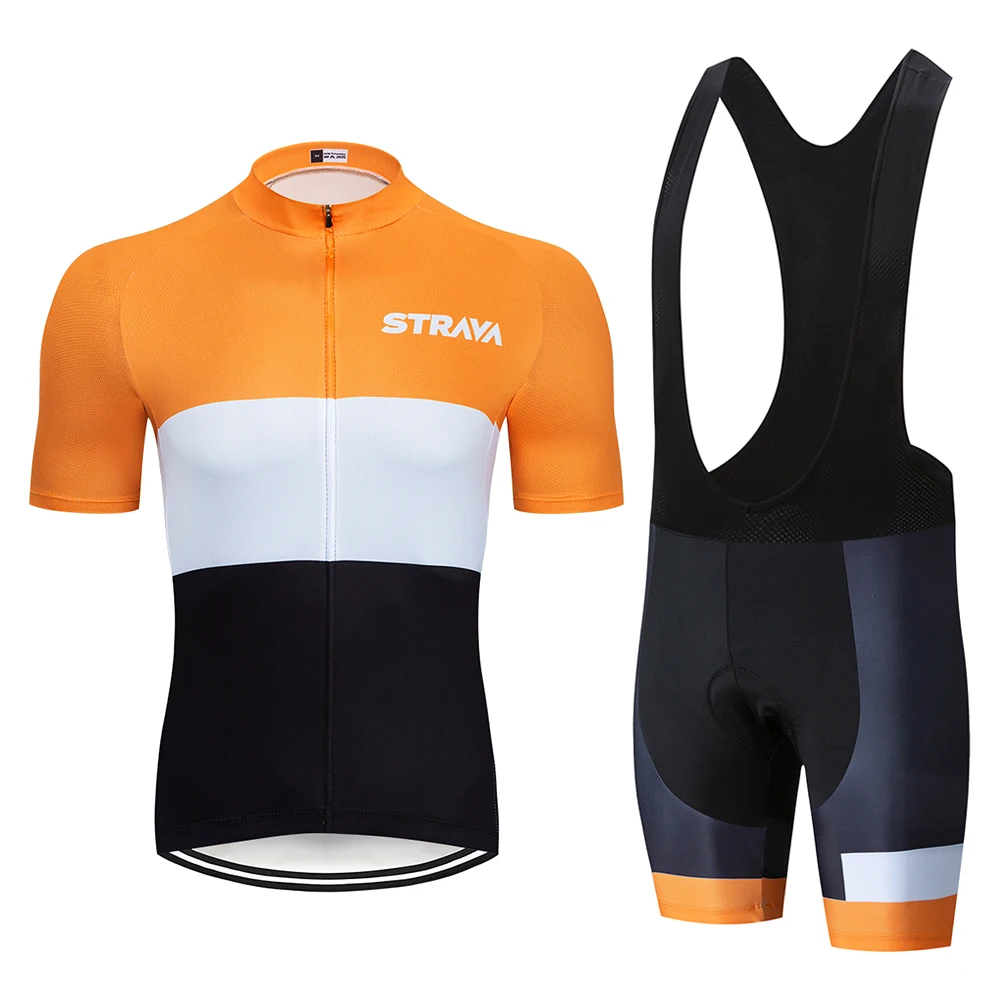 

2019 STRAVA Summer Cycling Jersey Set Breathable Team Racing Sport Bicycle Jersey Mens Cycling Clothing Short MTB Bike Jersey