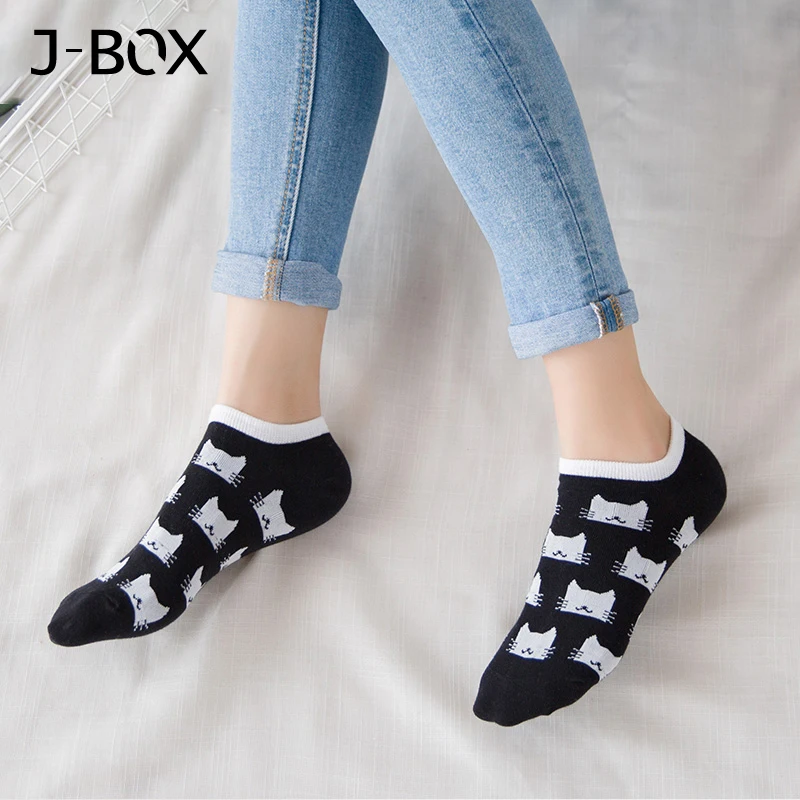 1-5 пар/лот, милые носки с животными в стиле Харадзюку, женские летние носки в Корейском стиле с изображением кота, медведя, кролика, забавные короткие носки, носки Happy Sox