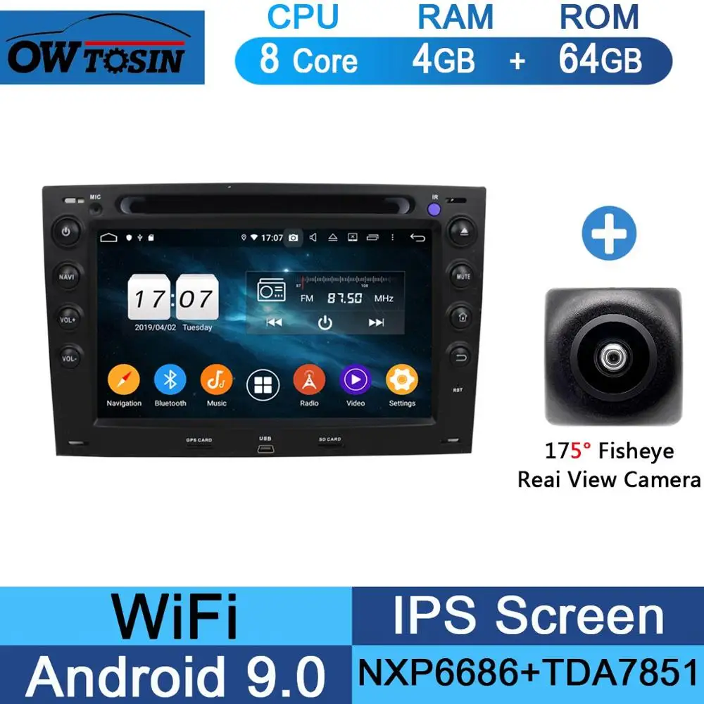 " ips 8 ядерный 4 Гб ram+ 64 Гб rom Android 9,0 автомобильный DVD радио gps для Renault Megane 2 ii 2003 2004 2005 2006 2007 2008 2009 DSP CarPlay - Цвет: 64G Fisheye Camera