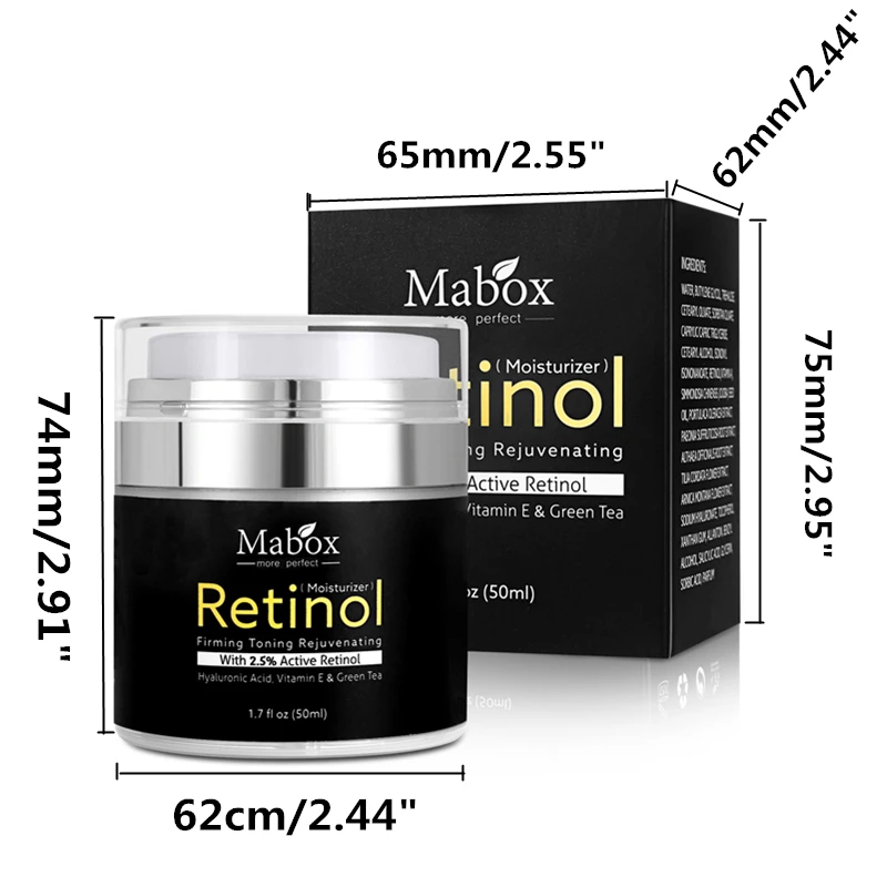 Retinol 2.5% Антивозрастной дневной и ночной увлажняющий крем для лица и глаз Гиалуроновая Кислота Витамин Е и зеленый чай cс кремы