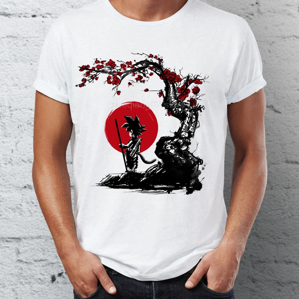 Футболка uomo Saiyan Sotto il Sole con Little Kid Goku e Cherry Blossom Dragon Ball Tee