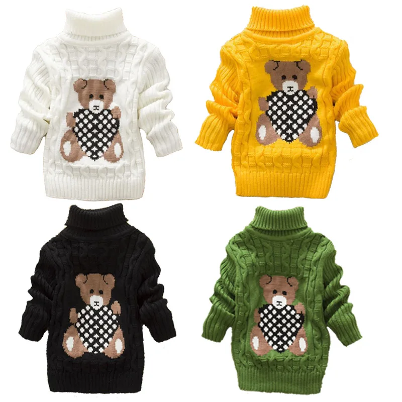 

2017 Cartoon Baby Girls Sweater jumper Autumn Winter Kids Knitted Pullovers Turtleneck Warm Outerwear Boys Sweater