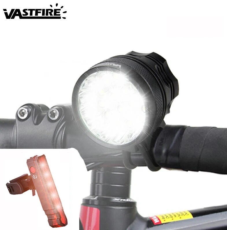 

60000Lumens 2 in 1 Headlight 16x XM-L T6 LED Bicycle Light Bike Light Lamp Torch+Battery Pack & Charger with led tail light
