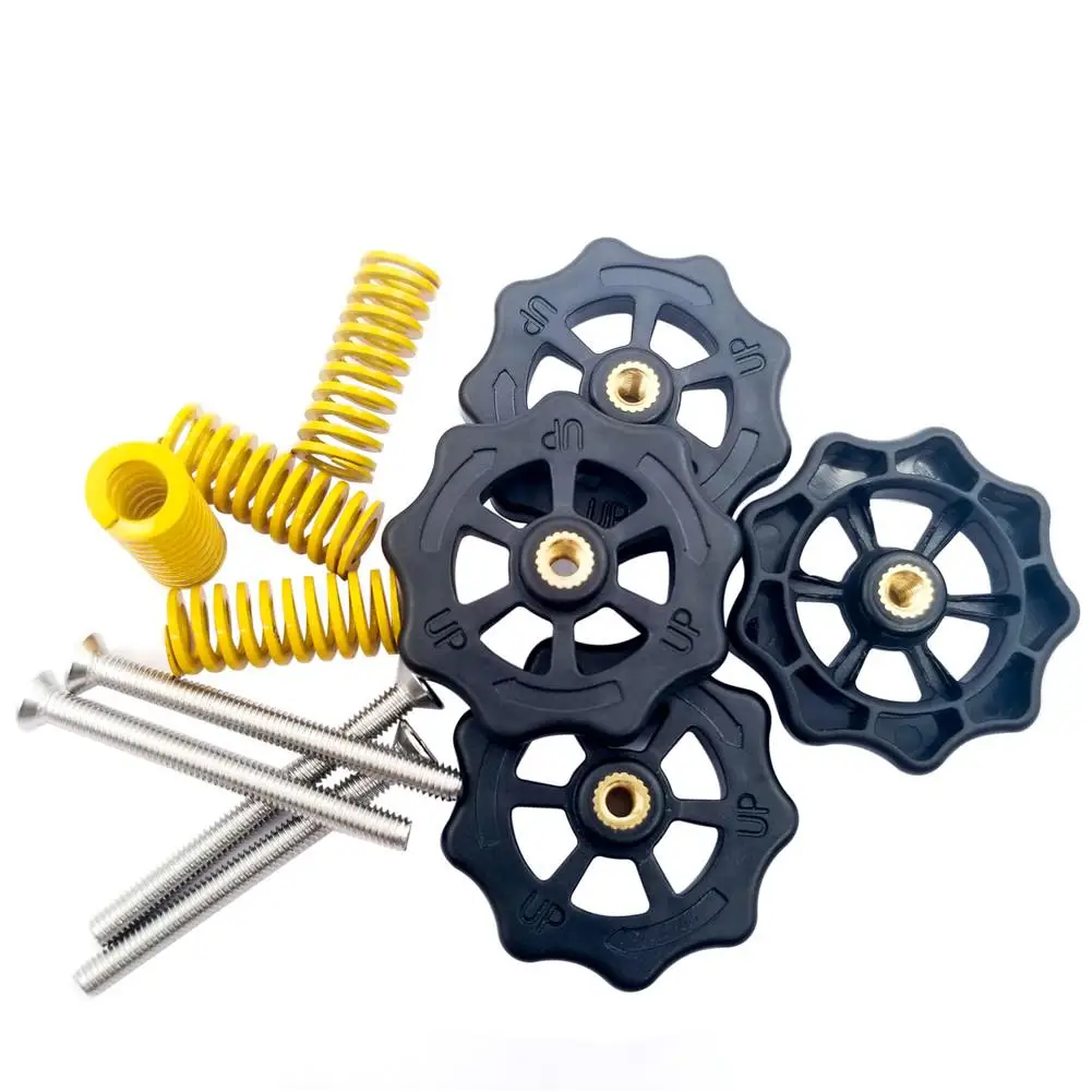 

4PCS 3D Printer Accessories CR10 Hot Bed Leveling Nut Ender3 Hand Screw Nut Screw Spring M4 Leveling Kit