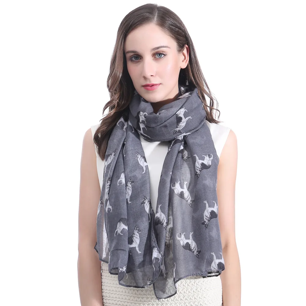 

German Shepherd Dog Print Scarf Shawl Wrap Soft Lightweight Large Size