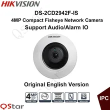 Hikvison Original English Version DS-2CD2942F-IS 4MP Compact Fisheye Network IP Camera POE/Audio/Alarm 8m IR CCTV Camera