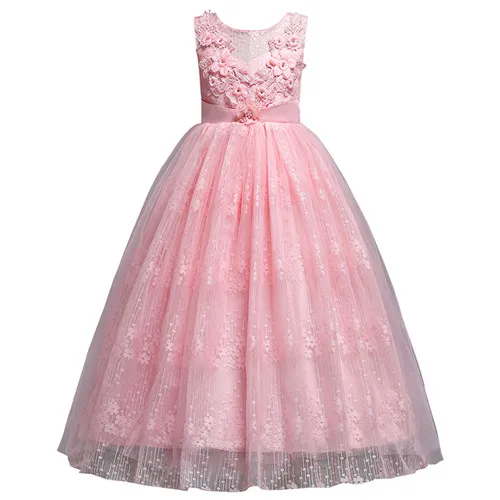 Г. Красивые Платья с цветочным узором для девочек; кружевное бальное платье с аппликацией; нарядные платья для девочек; платья для первого причастия; Детские платья для выпускного вечера - Цвет: pink