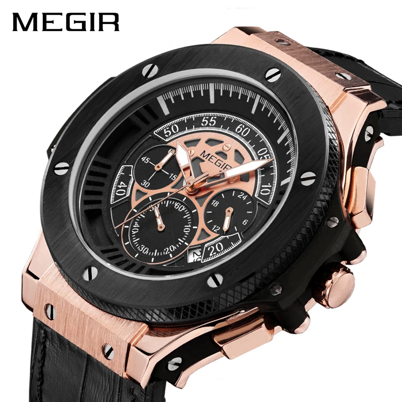 

MEGIR Men Watches Analog Quartz Wristwatch Waterproof Chronograph Auto Date Sports Watch Relogio Masculino New Fashion