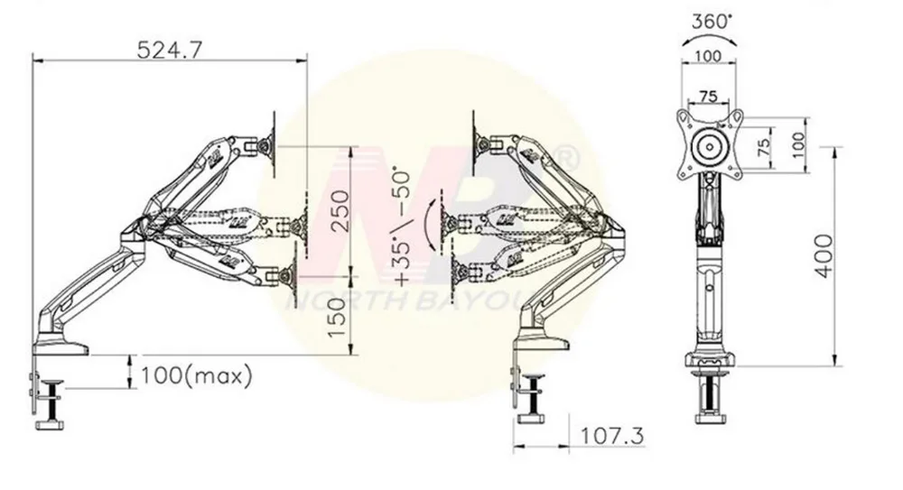 NB F80 Desktop17-2" ЖК-светодиодный держатель монитора Arm газовая пружина полное движение тв крепление загрузка 2-6.5 кг