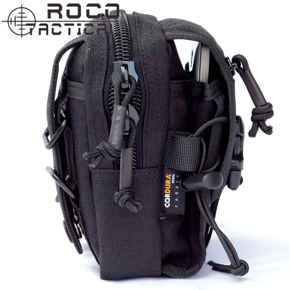 ROCOTACTICAL M1 Molle Тактические поясные сумки многофункциональные армейские компактные поясные сумки 5," Molle телефонные сумки Cordura нейлоновые черные/коричневые