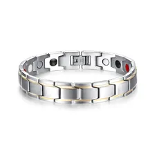 Mprainbow moda hombres pulseras magnéticas terapia saludable pulsera de acero titanium de plata para hombre cuff brazaletes joyas pulsera