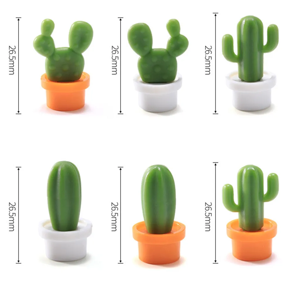 6pcs Cactus Fridge Sticker Magnets Patch Fridge Decal Cute Succulent Plant Magnet Button Cactus Refrigerator Message Sticker