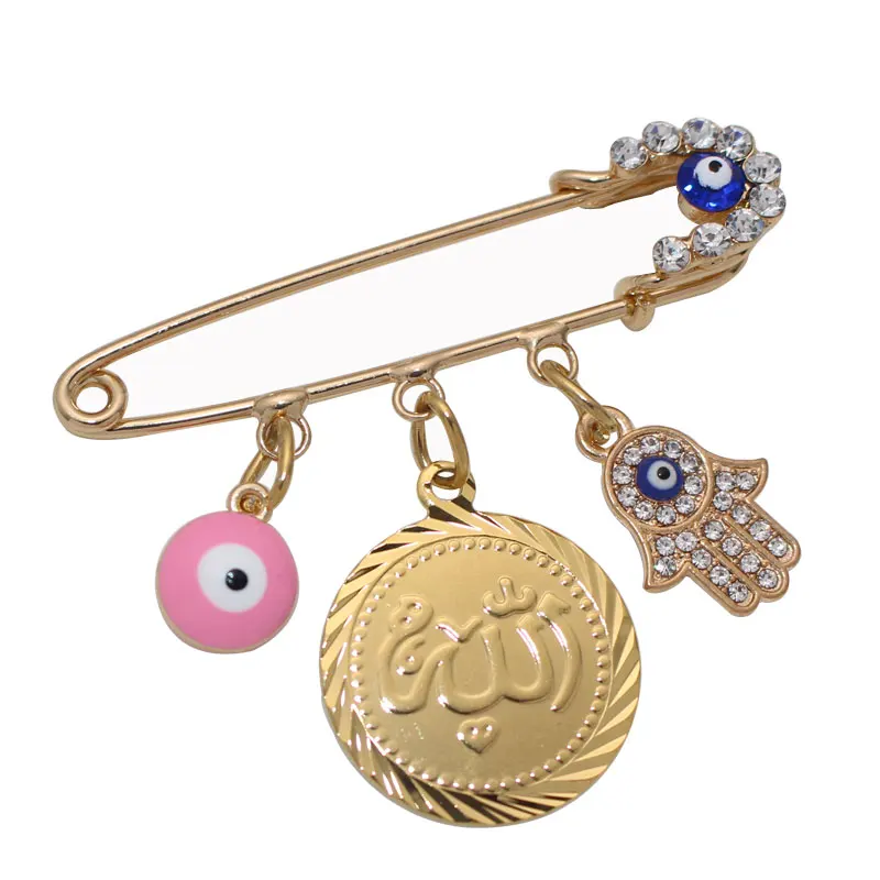 

muslim islam Allah Turkish evil eye Stainless Steel pink brooch Baby Pin