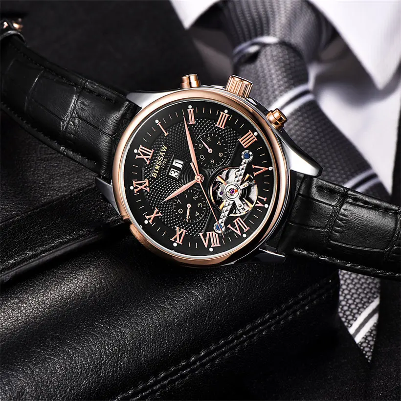 BINSSAW 2018 Watches Men Luxury Top Brand New Fashion Men's Big Designer Automatic Mechanical Male Wristwatch Relogio Masculino