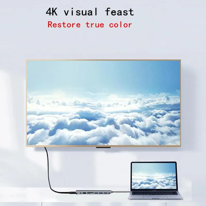 Портативный адаптер 9 в 1 USB C концентратор типа C для нескольких USB 3,0 4 K HDMI VGA PD TF SD слот USB-C PD аудио адаптер для Macbook Pro