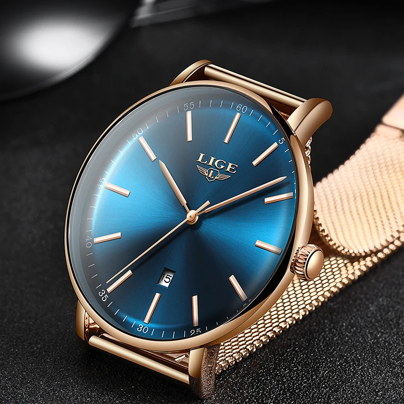 LIGE Women Watches Stainless Steel Mesh Belt Waterproof Watch Simple 13mm Ultra-thin Quartz Clock Wrist Watches For Women+Box LIGE Women Watches Stainless Steel Mesh Belt Waterproof Watch Simple 13mm Ultra-thin Quartz Clock Wrist Watches For Women+Box