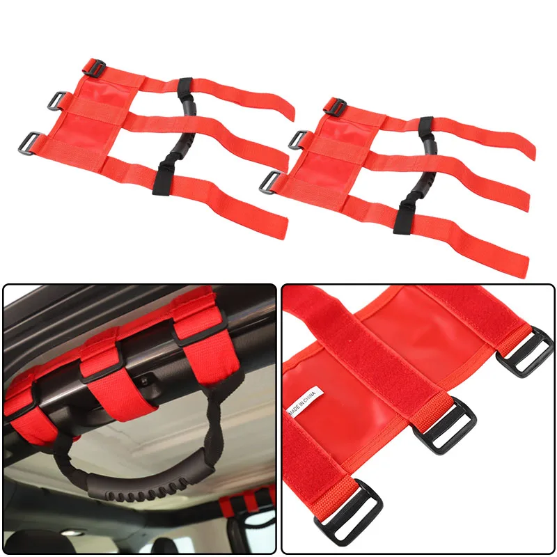 1PCS 2PCS Roll Bar Grab Handles For Jeep Wrangler Accessorise TJ JK YJ 4x4WD Roll Bar Mount Side Grab Handle Handles Kit (10)