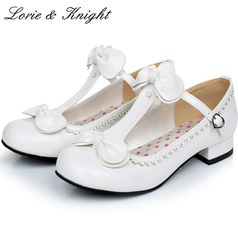 Japanese Sweet Lolita Cosplay T strap Bowtie Mary Jane Shoes Princess