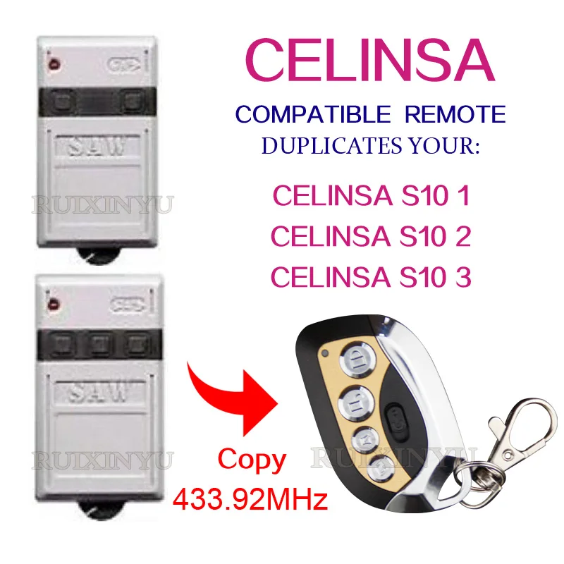 

CELINSA S10 2 / CELINSA S10 3 Garage Door remotes high quality copy 433.92mhz remote control for garage door