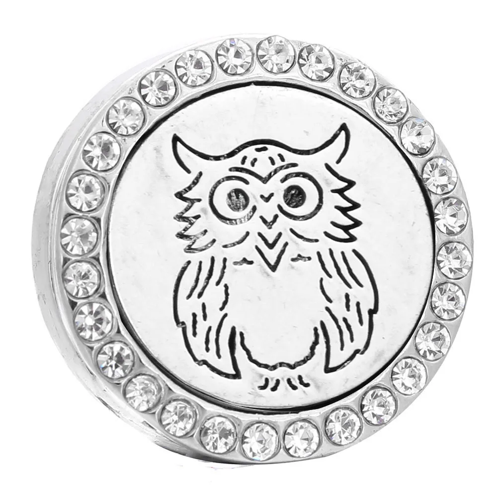 

Aromatherapy Owl 18mm Snap Buttons Perfume Locket Magnetic Stainless Steel Essential Oil Diffuser Snap Button Bracelet Jewelry