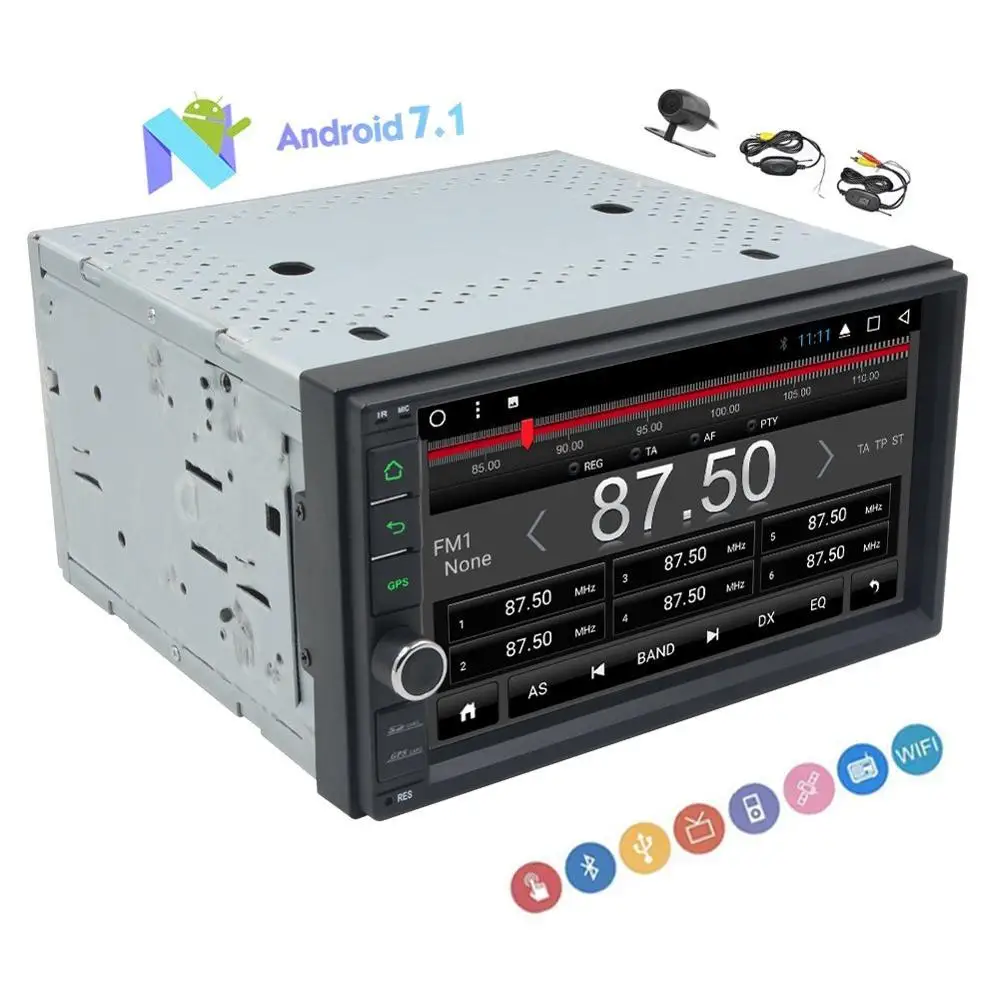 

Android 7.1 Dual 2 DIN audio radio player GPS navigation car radio support Bluetooth/WIFI/OBD2+ free wireless reversing camera