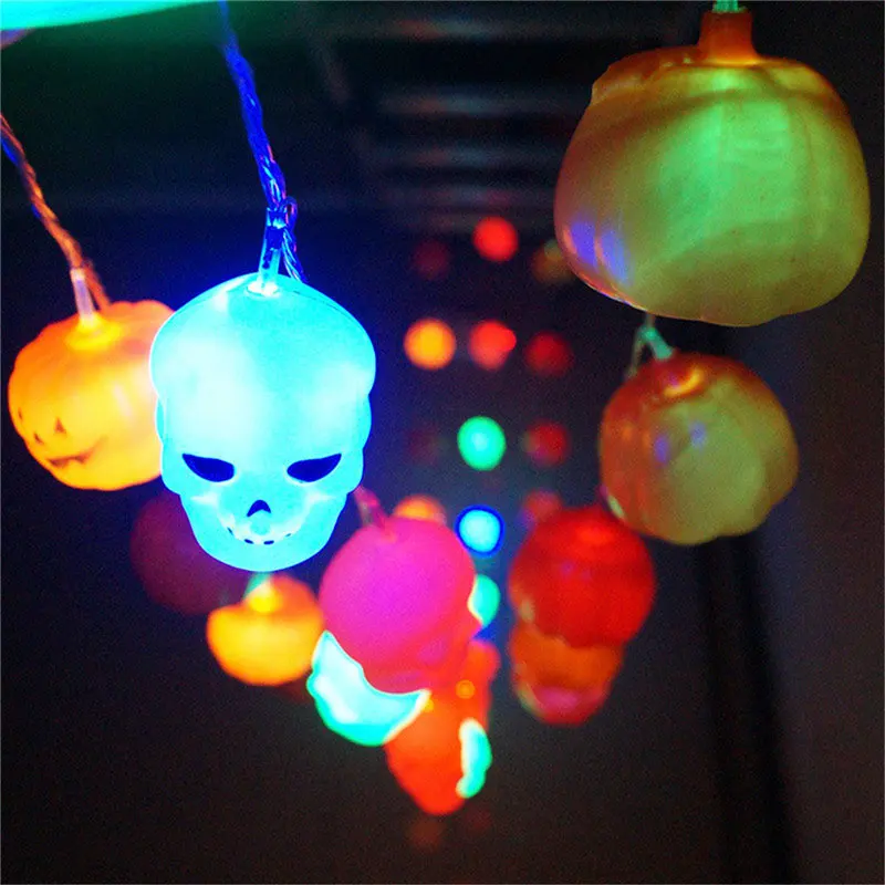 

16pcs Scary Led Pumpkin String Lights Plastic Skull Ghost Lantern Light Lamp Halloween Party Hanging Decorations Supplies