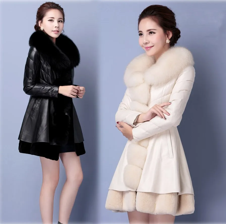 2017 Winter Luxury Plus Size Fox Fur Collar font b Jacket b font font b Women