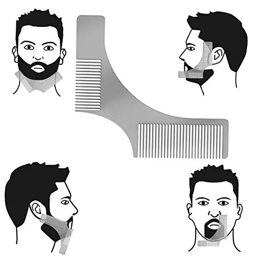 2 шт./компл. борода формирующий инструмент-шаблон и ножницы комплект, ЗДУ для бороды, из нержавеющей стали формирователь и стайлинг расческа-трафарет для Line Up& E