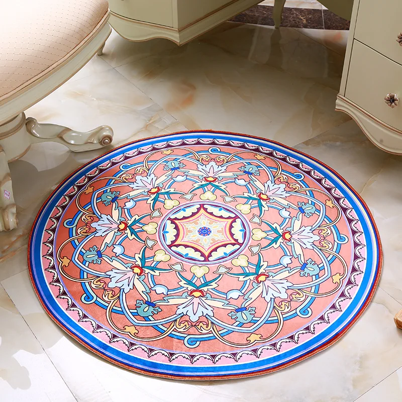 Европейский модный простой ковер для гостиной спальни бархатный фланелевый круглый коврик для ванной комнаты мягкий для чайного столика, дивана tepetes 60/80/140