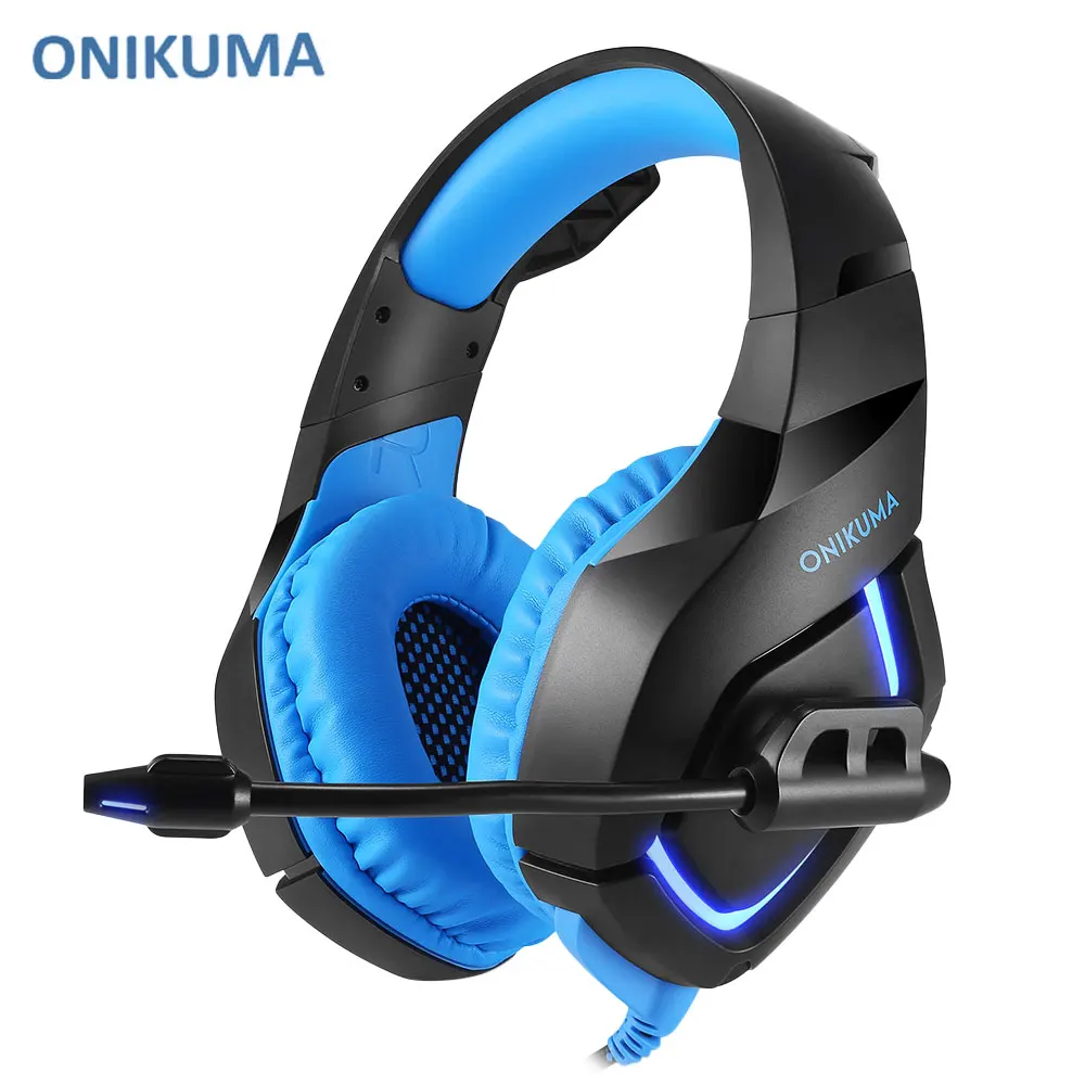 ONIKUMA K1 Ps4 Игровые наушники с мягкой микрофон светодиодный свет для PS4 Xbox One