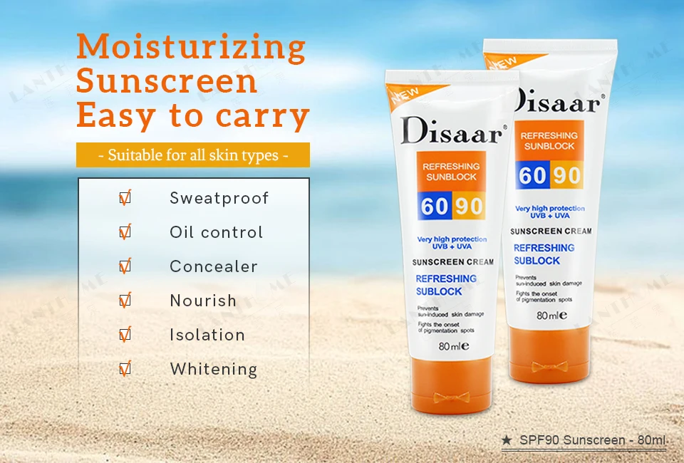 1 шт. солнцезащитный крем Disaar для предотвращения повреждения кожи, солнцезащитный крем, антивозрастной увлажняющий крем для ухода за кожей лица против налета