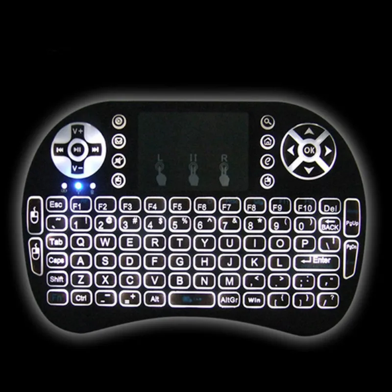 Беспроводная клавиатура i8 2,4 ГГц с русскими или английскими буквами мультимедийная подсветка Air mouse Пульт дистанционного управления Сенсорная панель для X96 mini