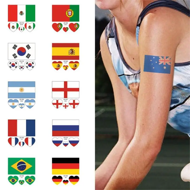 

Waterproof Disposable National Flag Tattoo Stickers Temporary Brazil Flag Football Body Face Hand Tattoo