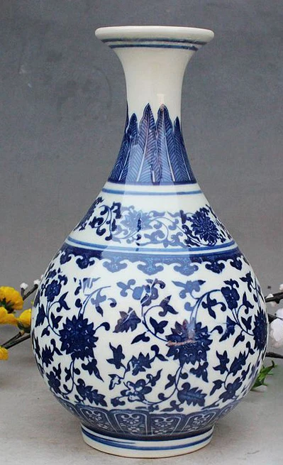 EXQUISIT OLD CHINESE BLUE AND WHITE PORCELAIN HAND-MADE FLOWER SMALL VASE 