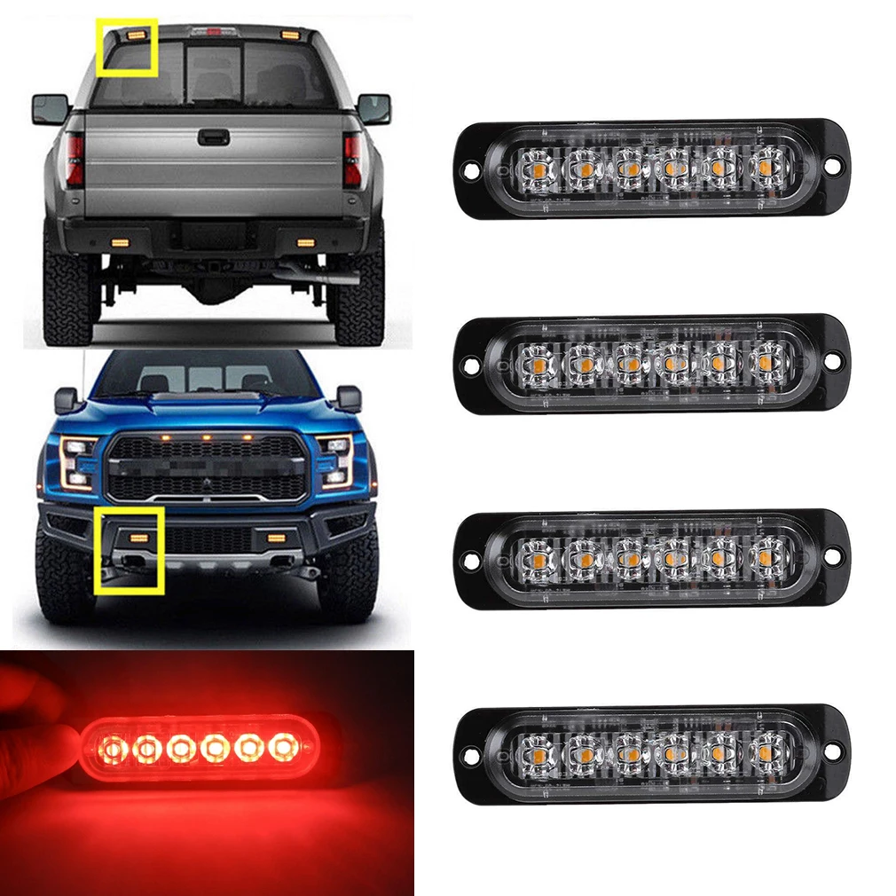 

Car-Styling Bright Red 6 LED Car Truck Van Beacon Strobe Warning Flashing Emergency Grille Police Light