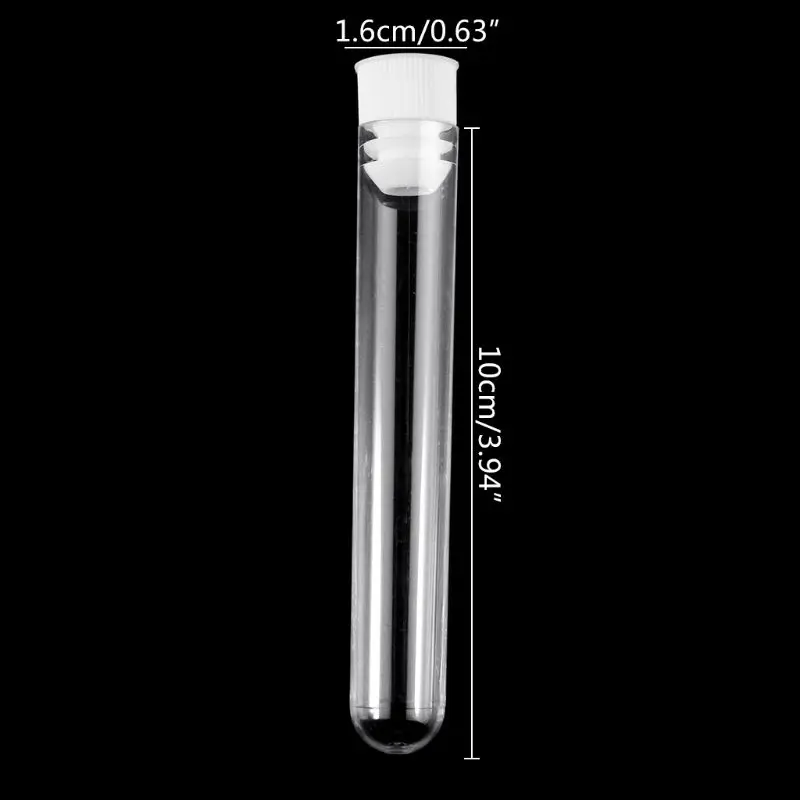 10 шт. пластиковые пробирки лабораторный тест инструмент с винтовой крышкой прозрачный 16x100 мм