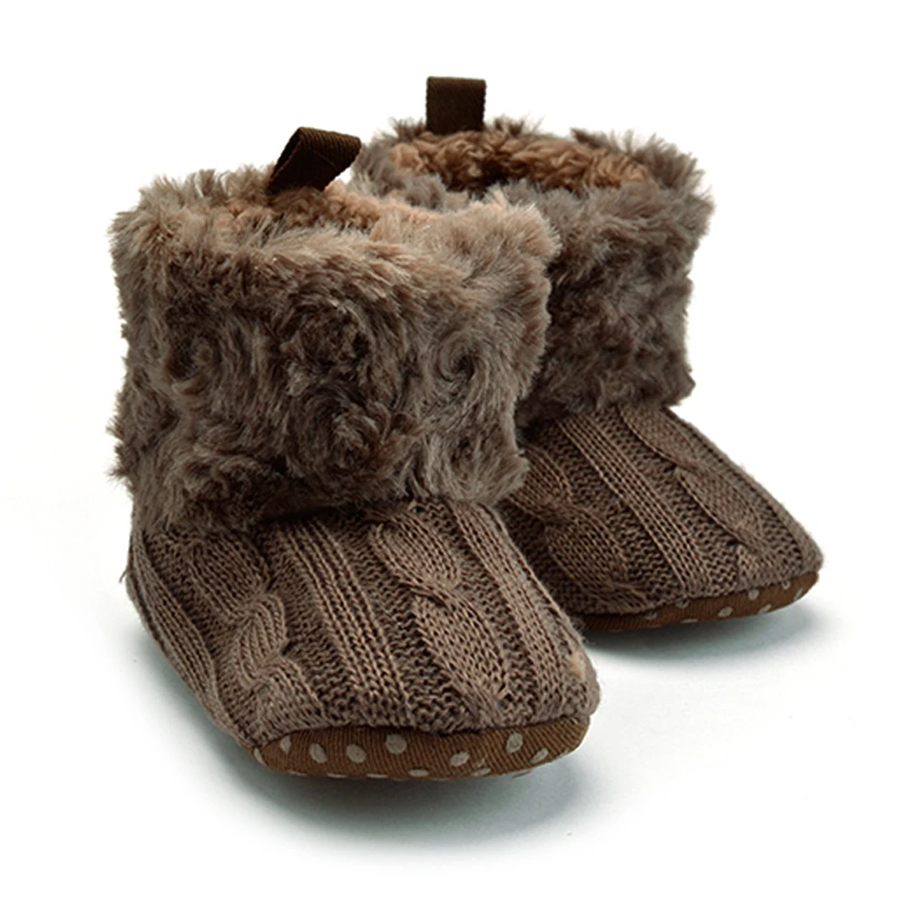 Для новорожденных зимние ботинки для плисовые зимние ботинки вязание крючком флис детская обувь для мальчиков и девочек